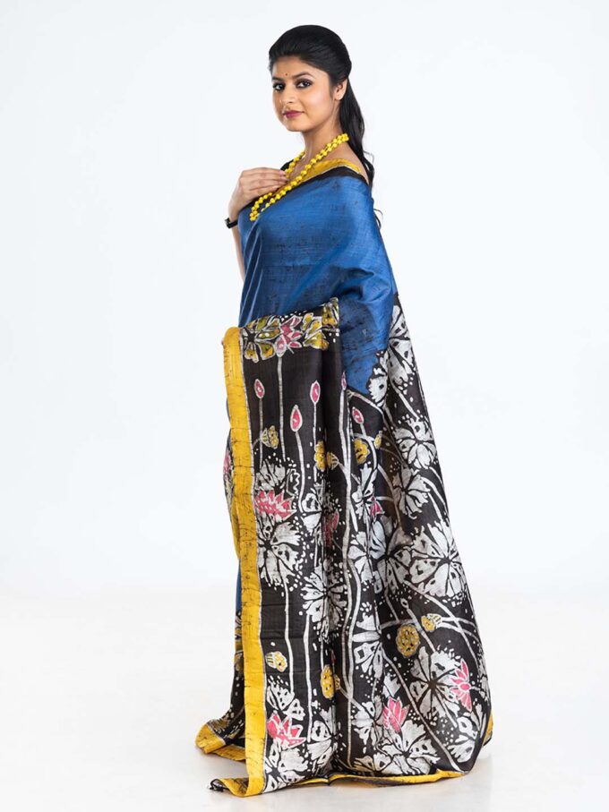 Blue Batik Silk Saree 1