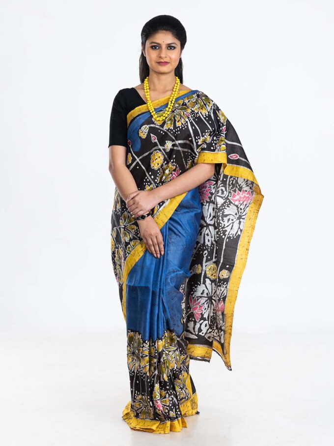 Blue Batik Silk Saree 2